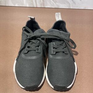 Adidas Women's Athletic Sneakers in Utility Grey and White with Maroon Accent.